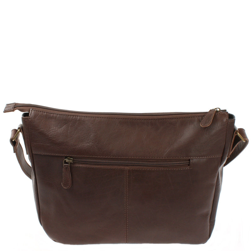 Leconi Umhängetasche Ledertasche Damen Herren Schultertasche Leder dunkelbraun LE0067 Muttertagsangebot