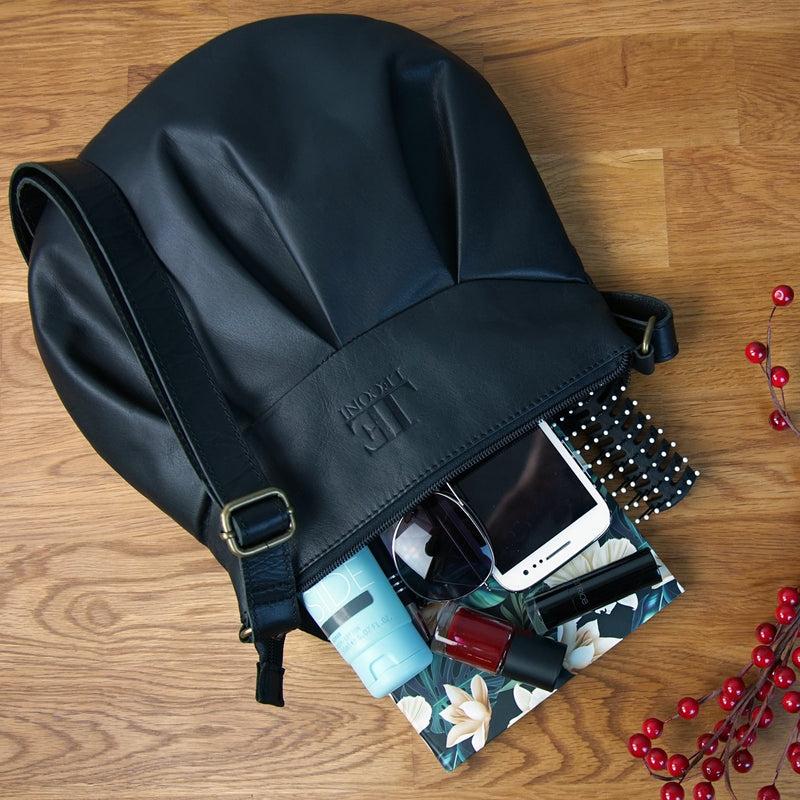 Leconi kleine Umhängetasche Ledertasche Damentasche Schultertasche Leder schwarz LE0070 Vatertagsangebot