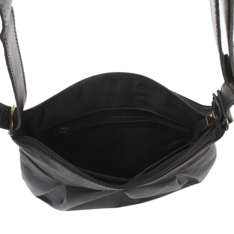 Leconi kleine Umhängetasche Ledertasche Damentasche Schultertasche Leder schwarz LE0070 Vatertagsangebot