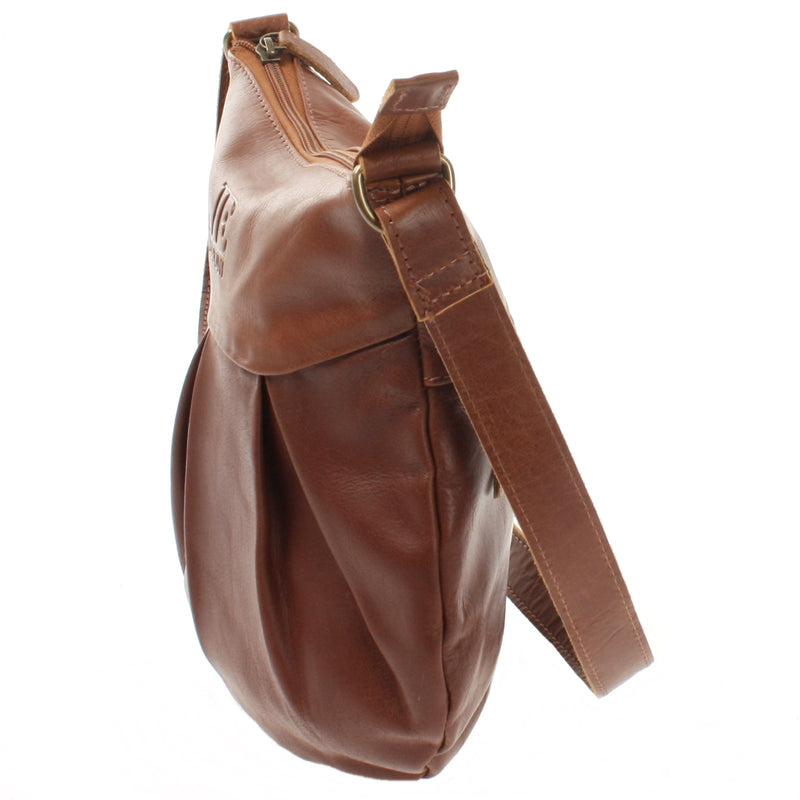 Leconi kleine Umhängetasche Ledertasche Damentasche Schultertasche Leder braun LE0070 Valentinstagsangebot