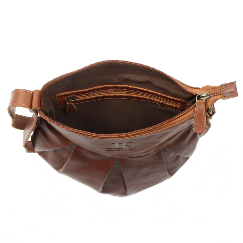 Leconi kleine Umhängetasche Ledertasche Damentasche Schultertasche Leder braun LE0070 Valentinstagsangebot