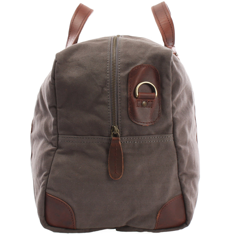 Leconi kleine Reisetasche Handgepäck Canvas Leder grau LE2009 Jubiläumsangebot