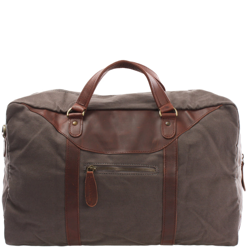 Leconi kleine Reisetasche Handgepäck Canvas Leder grau LE2009 Jubiläumsangebot