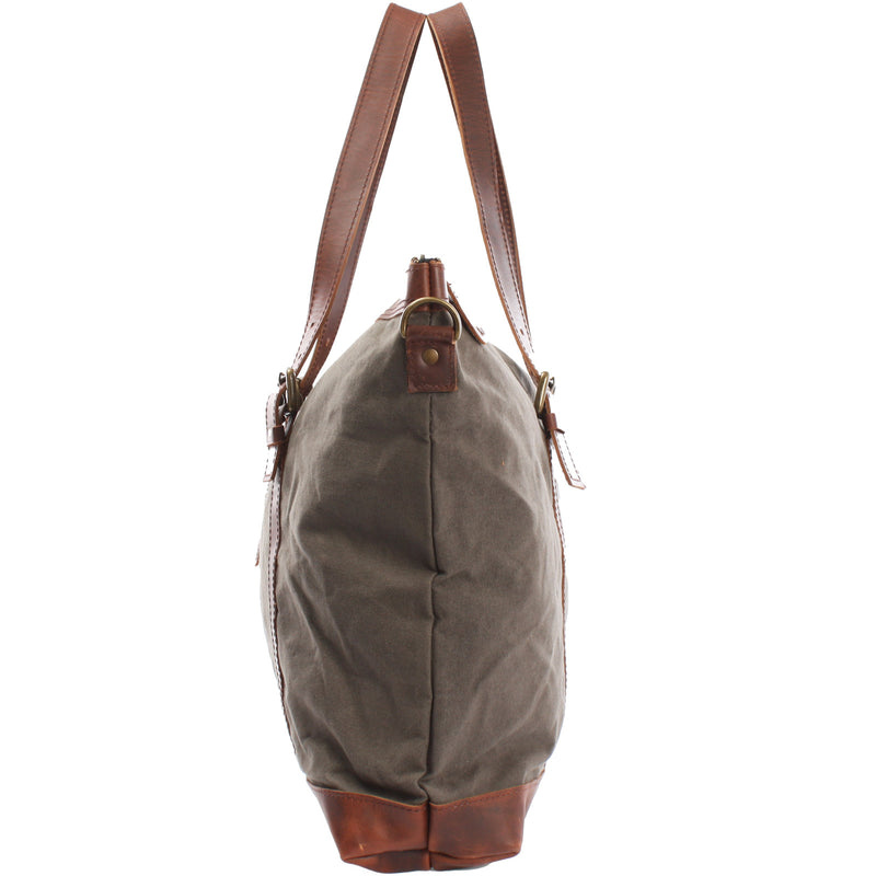 Leconi Weekender Reisetasche Shopper Damen Herren Leder Canvas grau LE2013 Lagerräumung