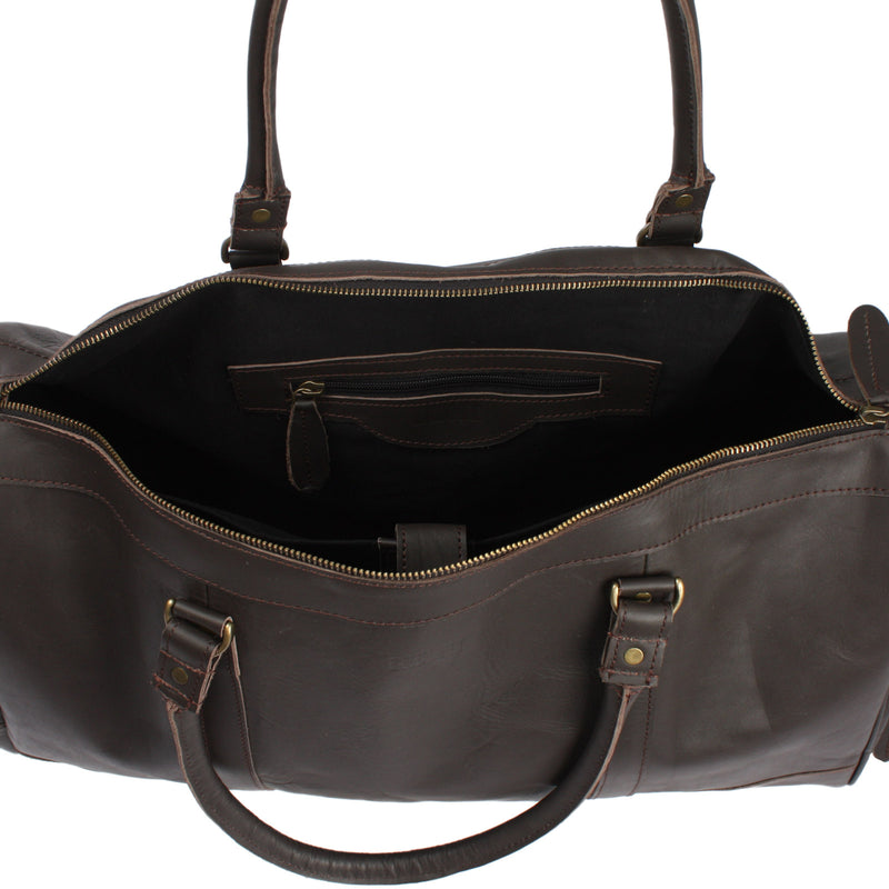 Leconi Reisetasche Weekender Sporttasche Ledertasche Damen Herren Leder dunkelbraun LE2017 Heißer Verkauf