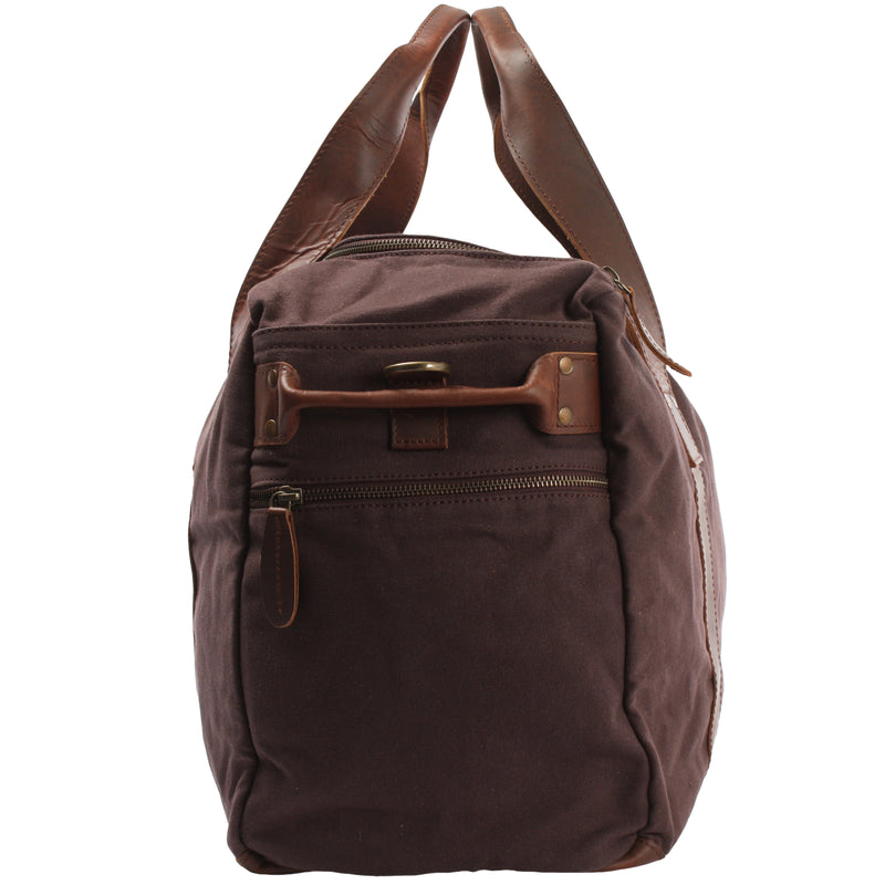 Leconi Weekender Sporttasche Reisetasche Damen Herren Leder Canvas mokka LE2014 Neueste Mode