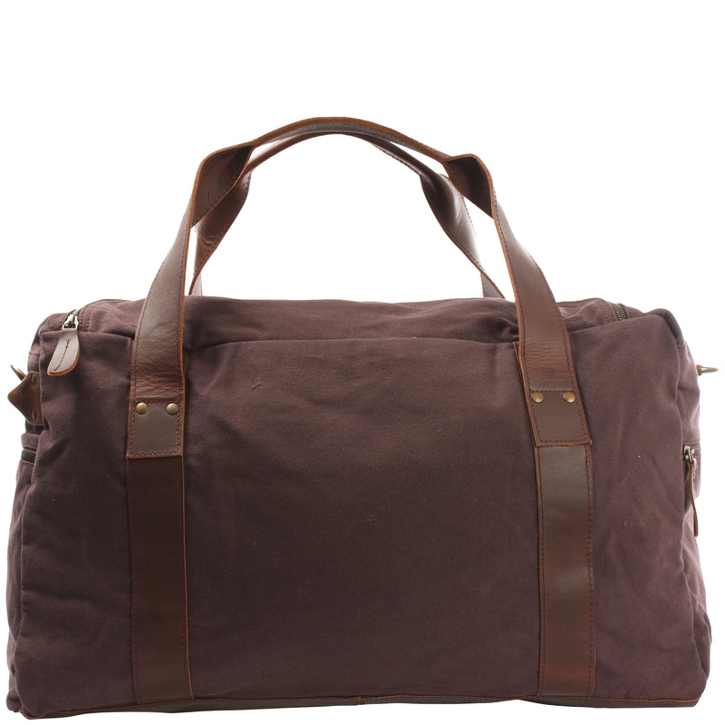 Leconi Weekender Sporttasche Reisetasche Damen Herren Leder Canvas mokka LE2014 Neueste Mode