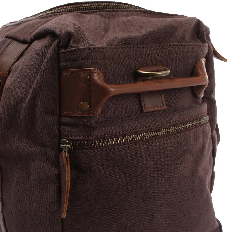Leconi Weekender Sporttasche Reisetasche Damen Herren Leder Canvas mokka LE2014 Neueste Mode