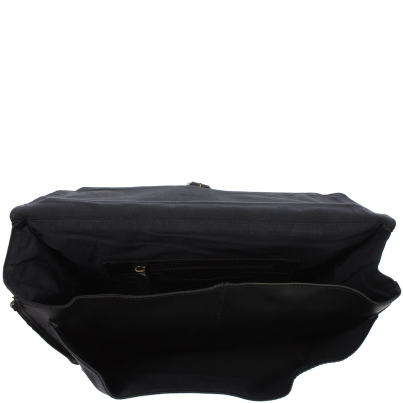 Leconi Aktentasche Businesstasche Messenger Bag Vintage Leder schwarz LE3008 Online Outlet