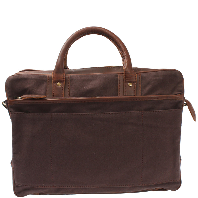 Leconi Aktentasche Arbeitstasche Bürotasche Canvas Leder mokka LE3066 Zeitlich begrenztes Angebot