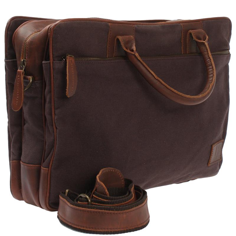 Leconi Aktentasche Arbeitstasche Bürotasche Canvas Leder mokka LE3066 Zeitlich begrenztes Angebot