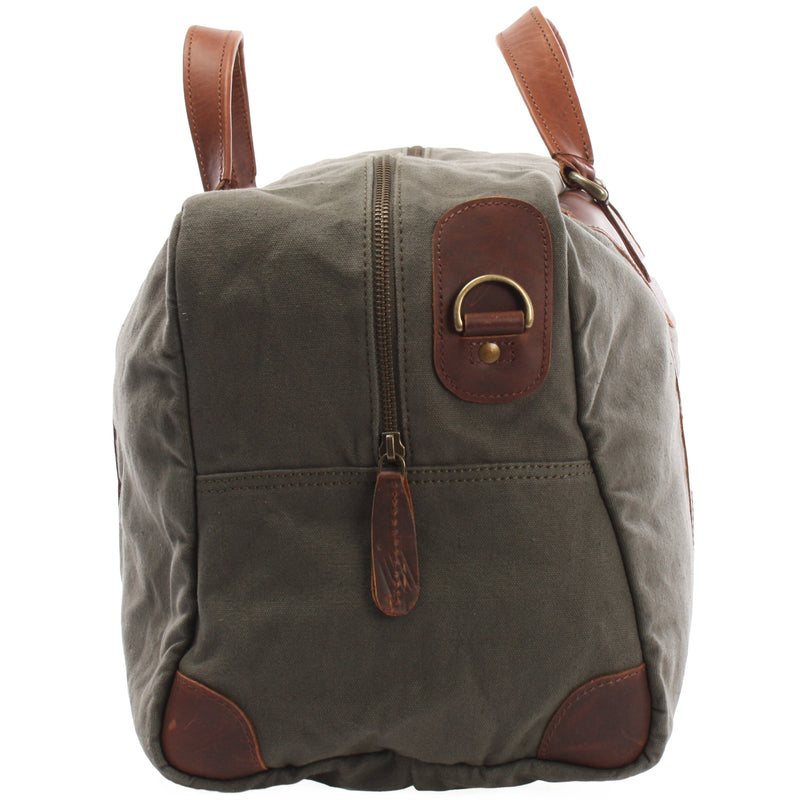 Leconi kleine Reisetasche Weekender Canvas Leder grün LE2009 Exklusive Angebote