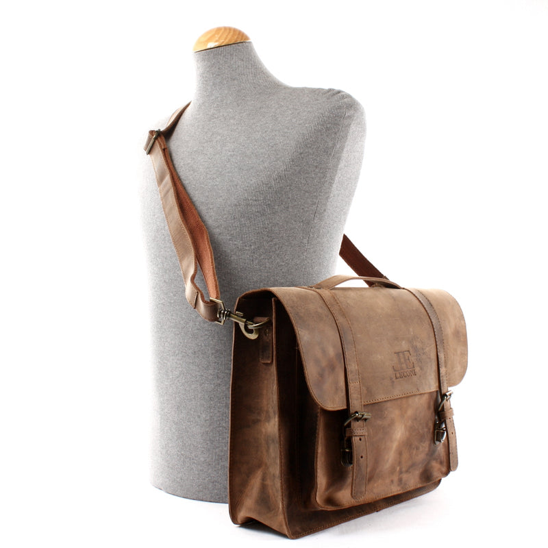 Leconi Messenger Bag Aktentasche Damen Herren Leder vintage braun LE3055 Blitzangebot