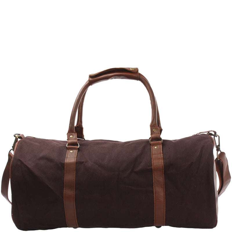 Leconi Weekender Reisetasche Sporttasche vintage Leder Canvas mokka LE2004 Neuheiten