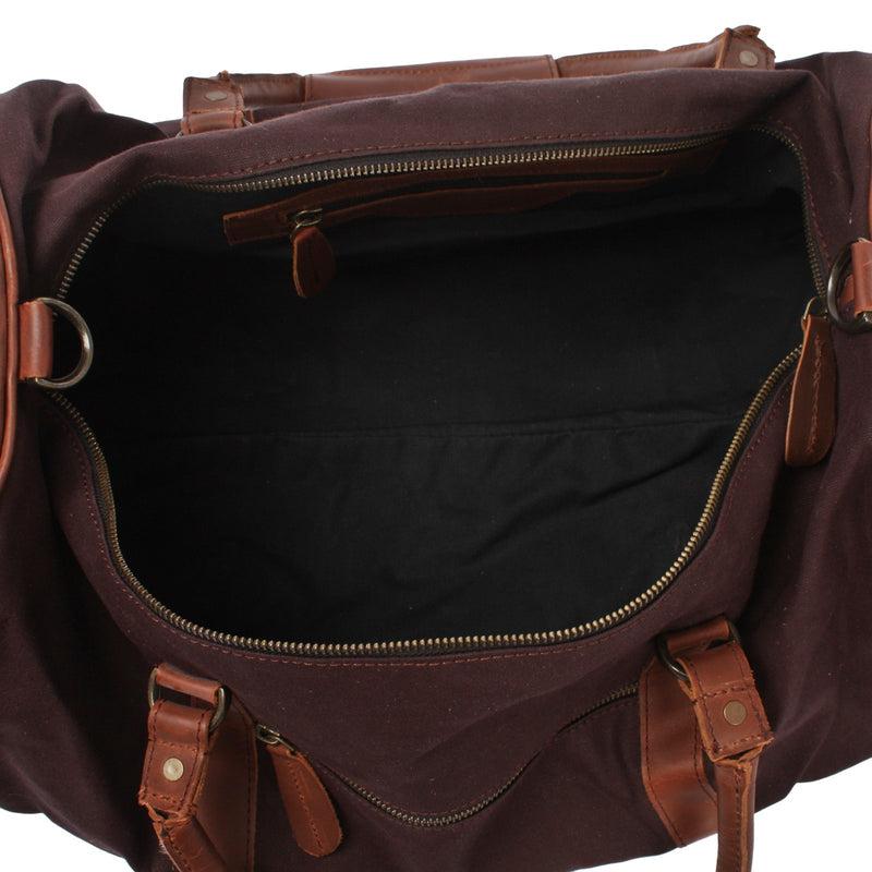 Leconi Weekender Reisetasche Sporttasche vintage Leder Canvas mokka LE2004 Neuheiten