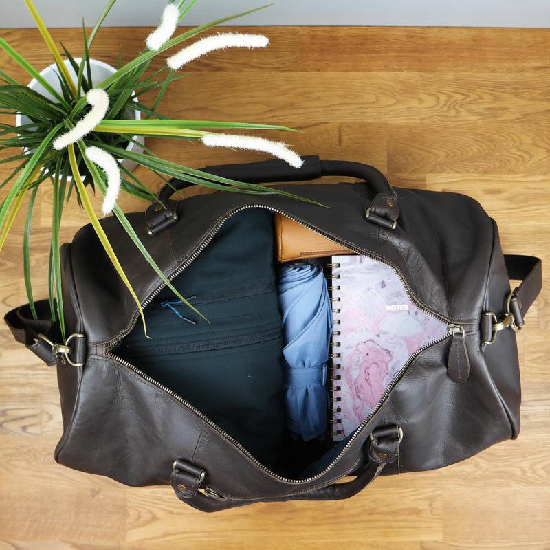 Leconi Weekender Reisetasche Sporttasche vintage Leder dunkelbraun LE2004 Bestseller