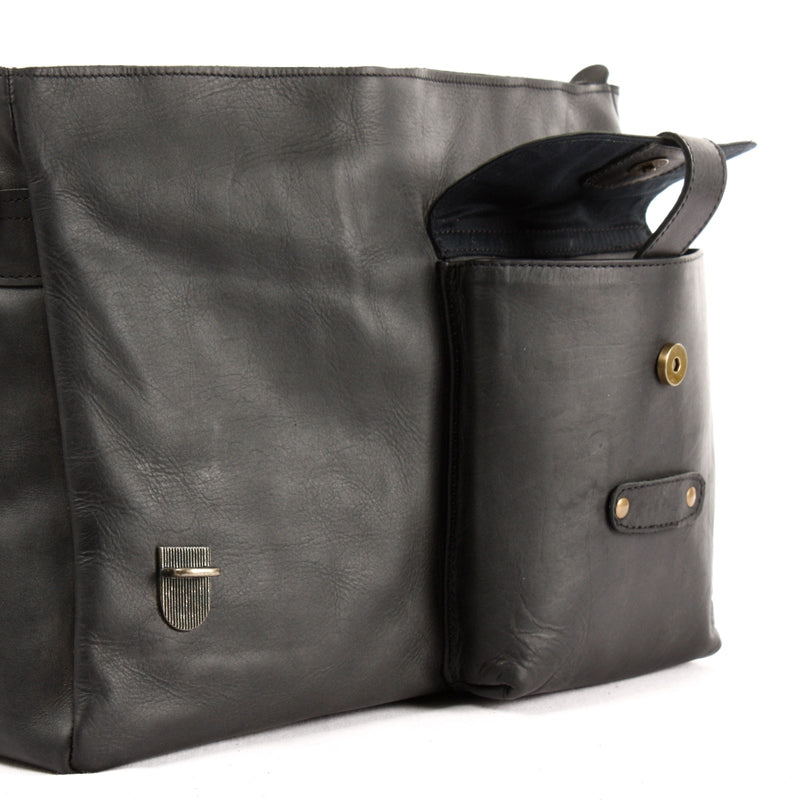 Leconi Messenger Bag Collegetasche DIN A4 Kuriertasche Leder schwarz LE3032 Saisonale Angebote