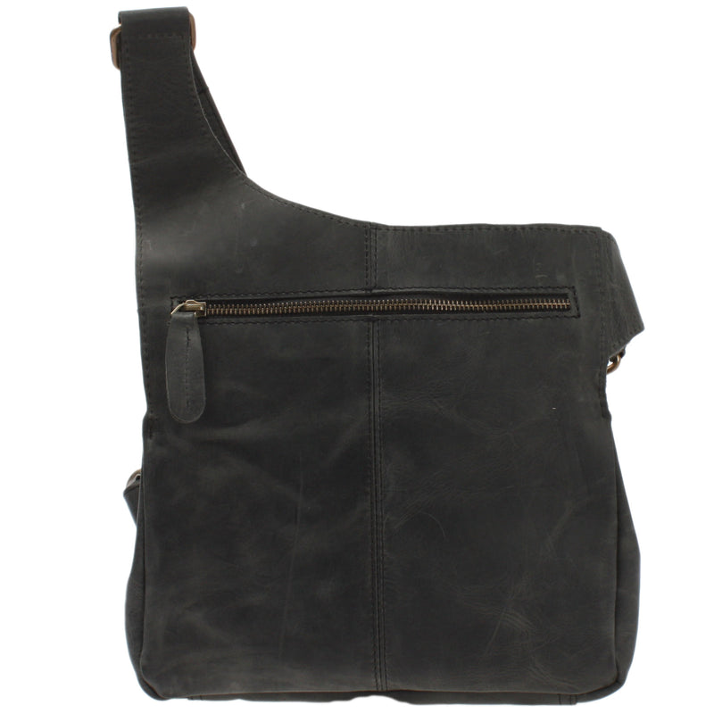 Leconi Umhängetasche Schultertasche Crossbag Damen Herren Leder grau LE3015 Räumungsverkauf