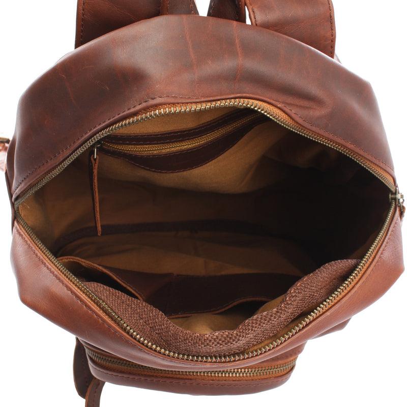 Leconi Rucksack Lederrucksack Freizeitrucksack Damen Herren Leder braun LE1017 Tägliche Deals