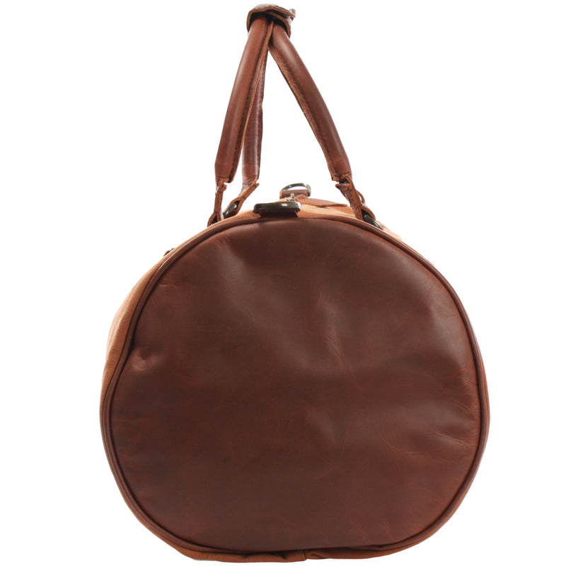 Leconi Weekender Reisetasche Sporttasche vintage Leder Canvas cognac LE2004 Sonderangebote