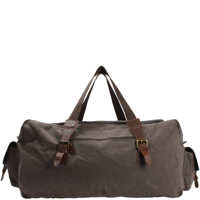 Leconi großer Weekender Reisetasche Sporttasche Damen Herren Leder Canvas grau LE2019 VIP-Rabatte
