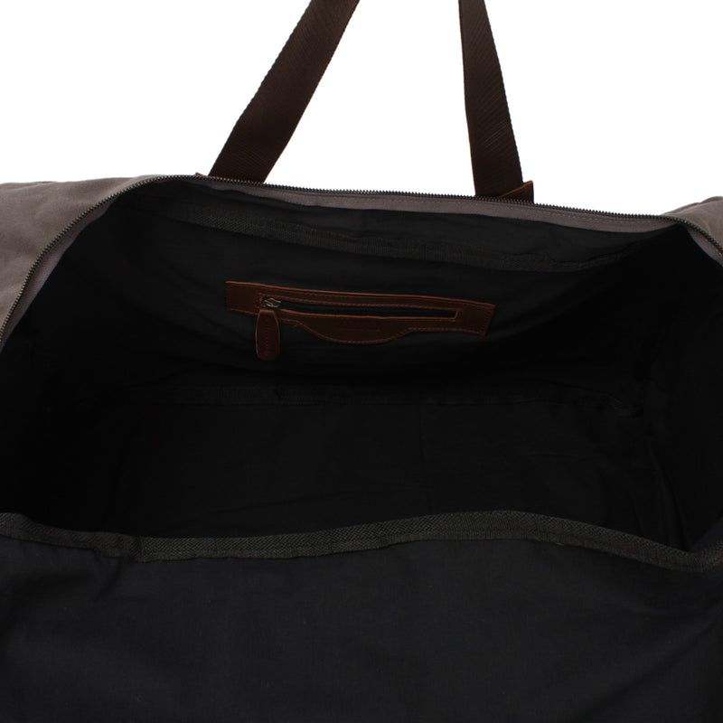 Leconi großer Weekender Reisetasche Sporttasche Damen Herren Leder Canvas grau LE2019 VIP-Rabatte