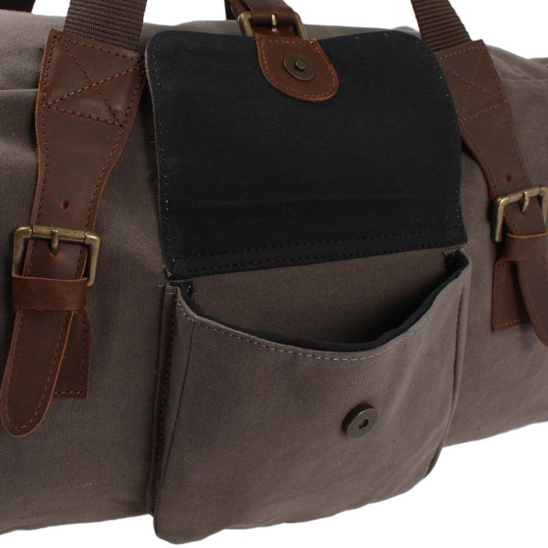 Leconi großer Weekender Reisetasche Sporttasche Damen Herren Leder Canvas grau LE2019 VIP-Rabatte