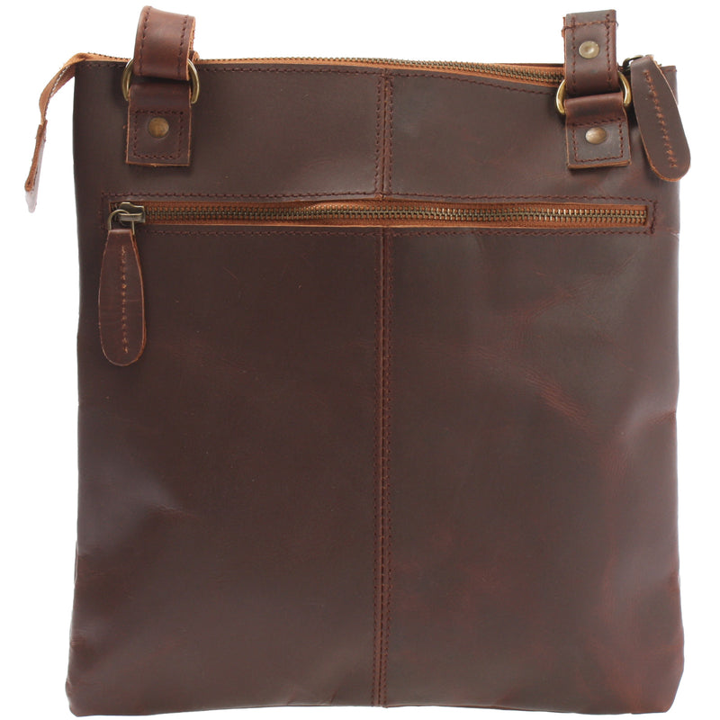 Leconi Umhängetasche Schultertasche Damen Herren Used Look Leder braun LE3011 Wochenangebot