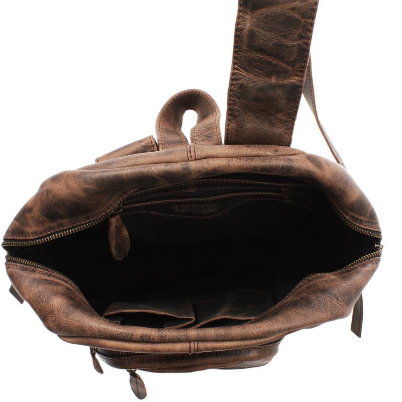 Leconi Rucksack Lederrucksack Freizeitrucksack Damen Herren Leder schlamm LE1017 Kostenlose Rückgabe