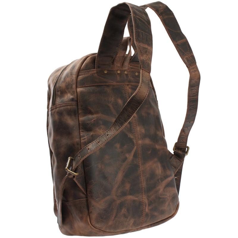 Leconi Rucksack Lederrucksack Freizeitrucksack Damen Herren Leder schlamm LE1017 Kostenlose Rückgabe