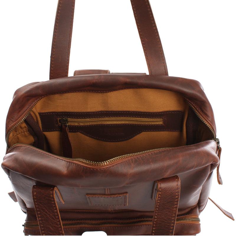 Leconi Lederrucksack Freizeitrucksack Damen Herren DIN A4 Leder braun LE1019 Letzte 3 Tage