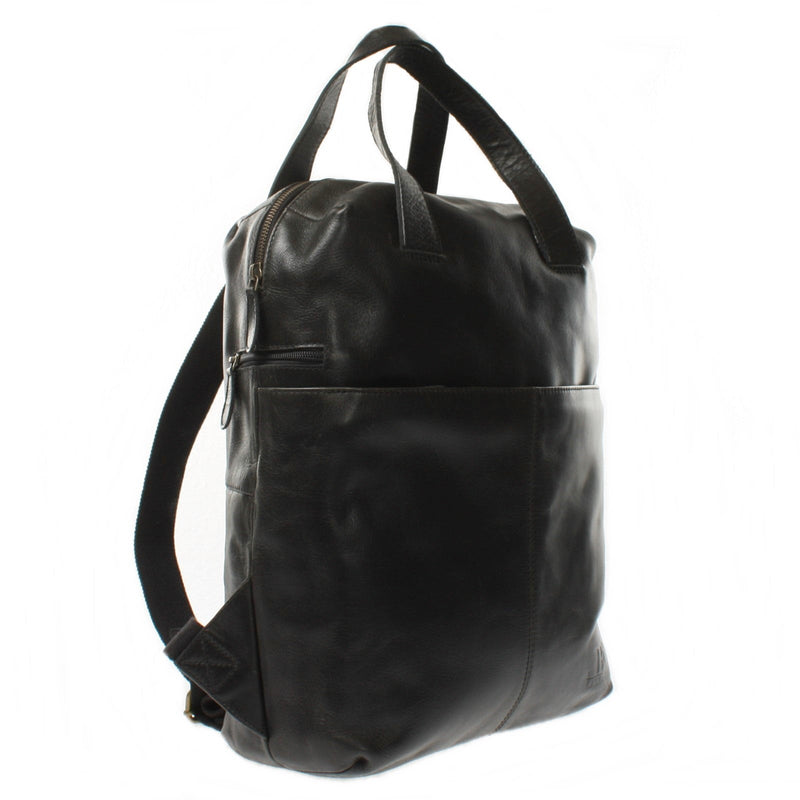 Leconi großer Rucksack Lederrucksack Freizeitrucksack Damen Herren Leder schwarz LE1020 Neueste Stile