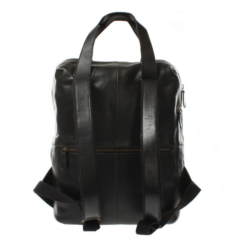 Leconi großer Rucksack Lederrucksack Freizeitrucksack Damen Herren Leder schwarz LE1020 Neueste Stile