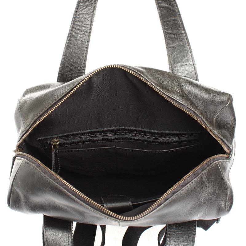 Leconi großer Rucksack Lederrucksack Freizeitrucksack Damen Herren Leder schwarz LE1020 Neueste Stile
