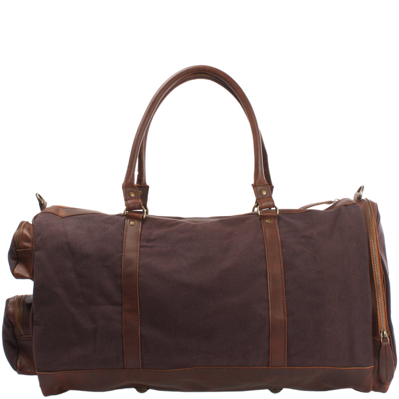 Leconi Reisetasche Weekender Sporttasche Damen Herren Leder Canvas mokka LE2017 Letzte 2 Tage