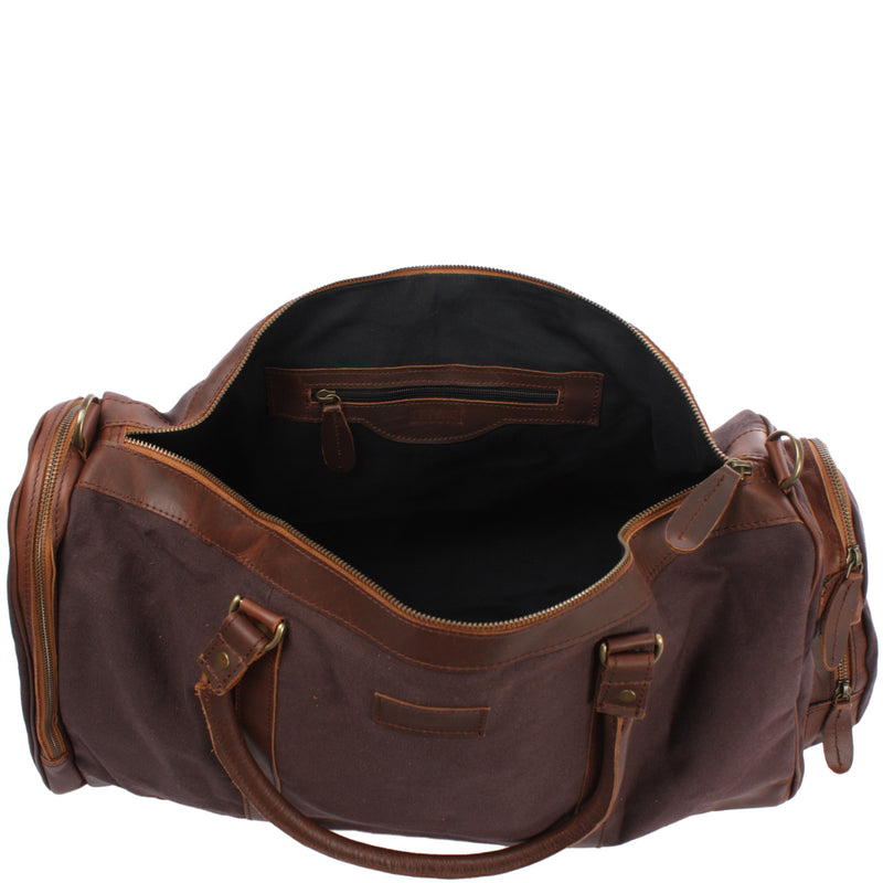 Leconi Reisetasche Weekender Sporttasche Damen Herren Leder Canvas mokka LE2017 Letzte 2 Tage