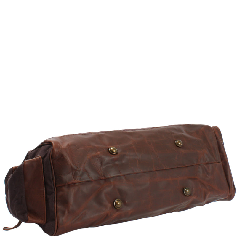Leconi Reisetasche Weekender Sporttasche Damen Herren Leder Canvas mokka LE2017 Letzte 2 Tage