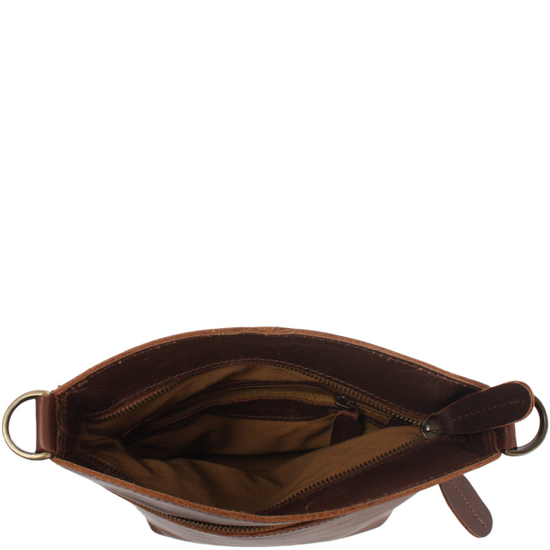Leconi kleine Umhängetasche Schultertasche Freizeittasche Leder braun LE3049 Letzter Tag