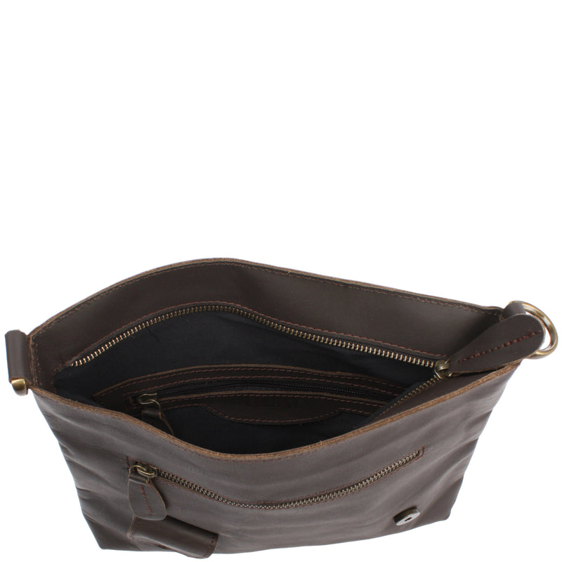 Leconi Umhängetasche Ledertasche Schultertasche Leder dunkelbraun LE3027 Zeitbegrenzte Promotion