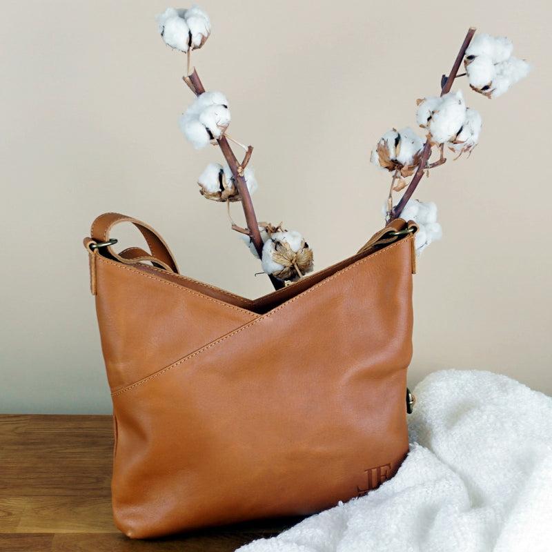 Leconi Umhängetasche Damentasche Schultertasche Leder cognac LE0065 Bis zu 60% Rabatt