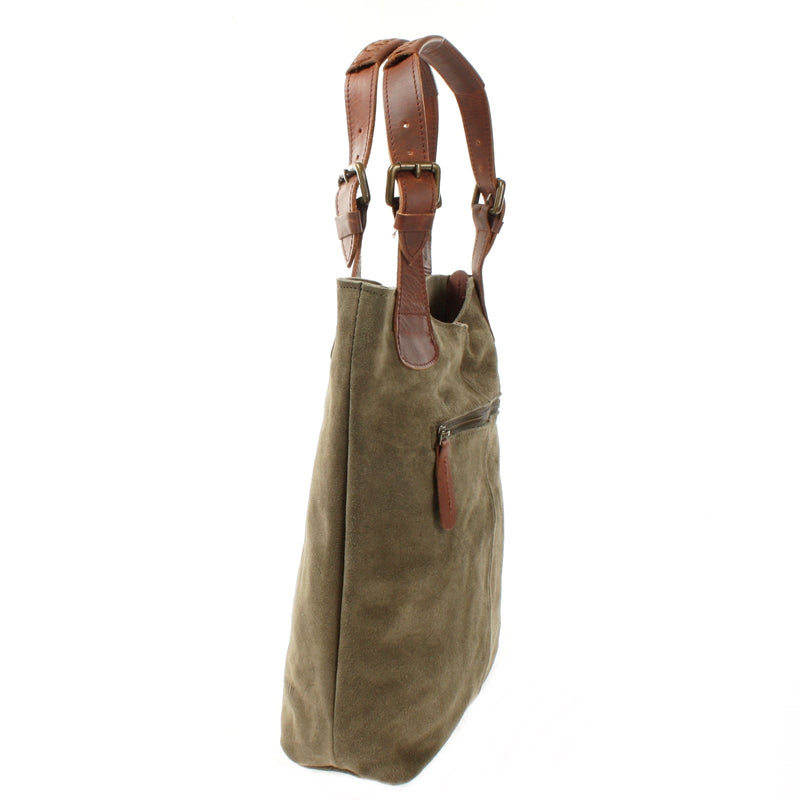 Leconi Henkeltasche Damentasche Veloursleder Leder grün LE0033 Bis zu 65% Rabatt