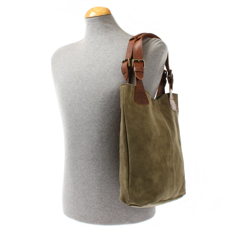 Leconi Henkeltasche Damentasche Veloursleder Leder grün LE0033 Bis zu 65% Rabatt
