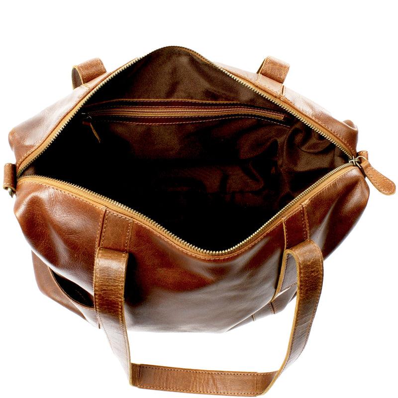Leconi Shopper Schultertasche Henkeltasche Damen Handtasche Leder braun LE0061 Nur für heute