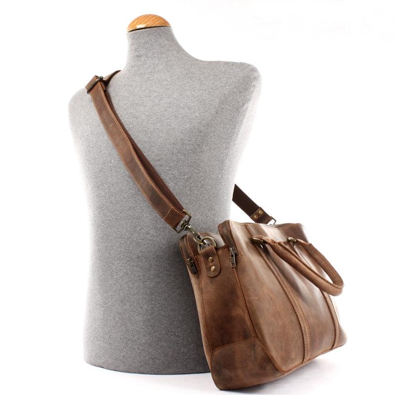 Leconi Umhängetasche Schultertasche Henkeltasche Damentasche Aktentasche Buisnesstasche Leder braun LE3065 Sonderangebot der Fabrik