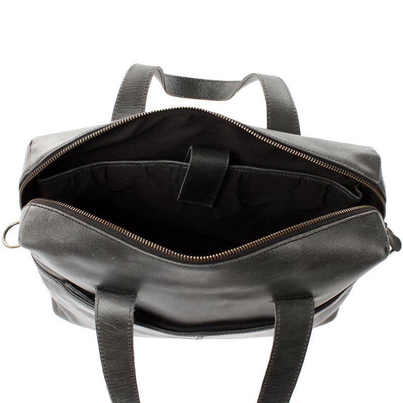 Leconi Schultertasche Henkeltasche Shopper Handtasche Damen Leder dunkelgrau LE0059 Vierteljährliche Förderung