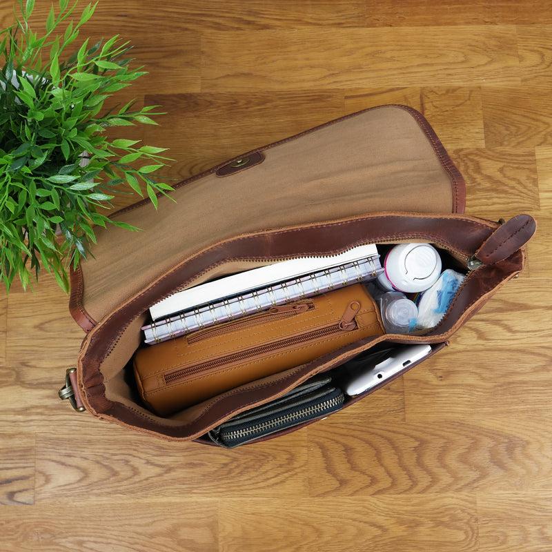 Leconi Umhängetasche Damen Schultertasche Damentasche Handtasche Leder braun LE3053 Bis zu 55% Rabatt