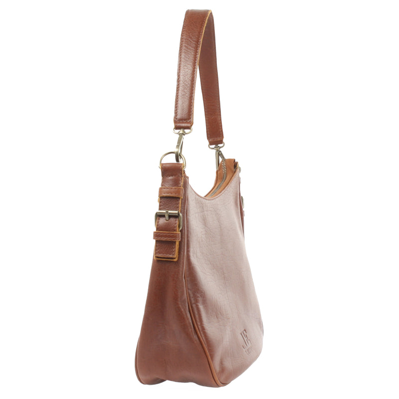 Leconi Schultertasche Henkeltasche Damentasche Leder braun LE0063 Nur noch ein Tag übrig