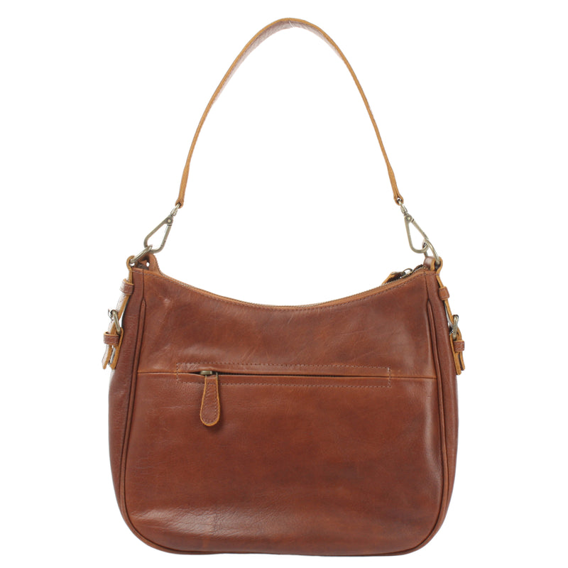 Leconi Schultertasche Henkeltasche Damentasche Leder braun LE0063 Nur noch ein Tag übrig