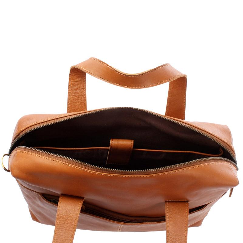 Leconi Schultertasche Henkeltasche Shopper Handtasche Damen Leder cognac LE0059 Super Rabatt