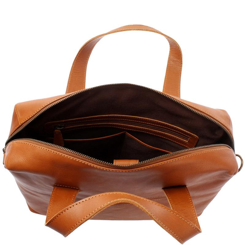 Leconi Schultertasche Henkeltasche Shopper Handtasche Damen Leder cognac LE0059 Super Rabatt
